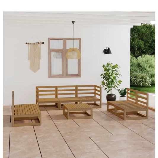vidaXL 8 Piece Garden Lounge Set Honey Brown Solid Pinewood