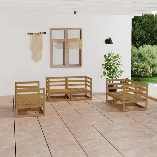 vidaXL 6 Piece Garden Lounge Set Honey Brown Solid Pinewood
