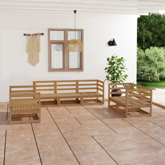 vidaXL 7 Piece Garden Lounge Set Honey Brown Solid Pinewood
