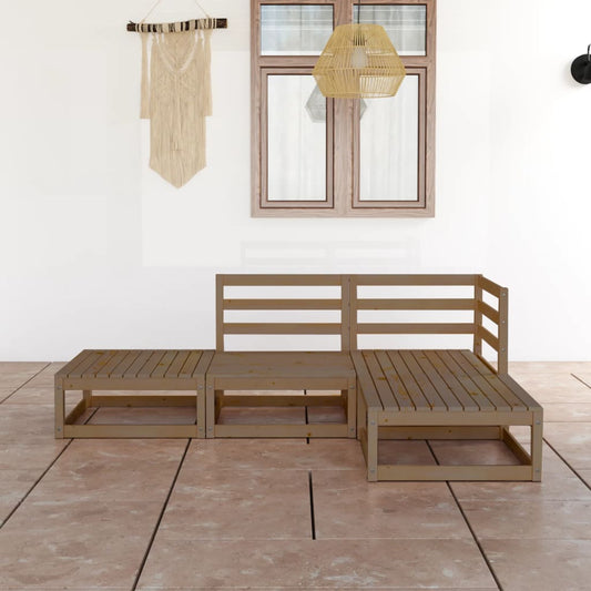 vidaXL 4 Piece Garden Lounge Set Honey Brown Solid Wood Pine