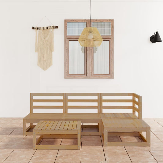 vidaXL 5 Piece Garden Lounge Set Honey Brown Solid Wood Pine