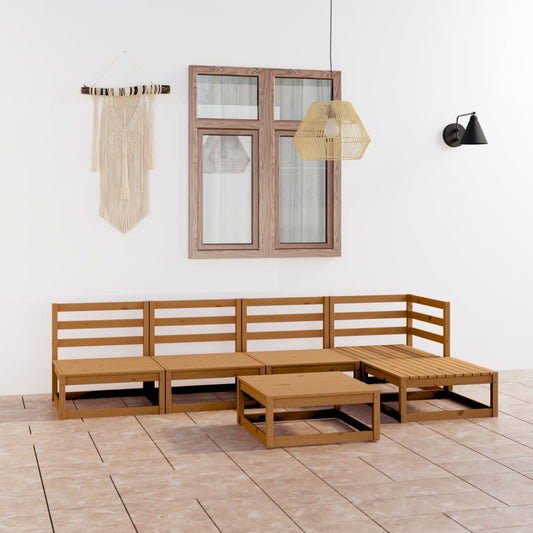vidaXL 6 Piece Garden Lounge Set Honey Brown Solid Wood Pine