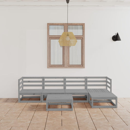 vidaXL 6 Piece Garden Lounge Set Grey Solid Wood Pine