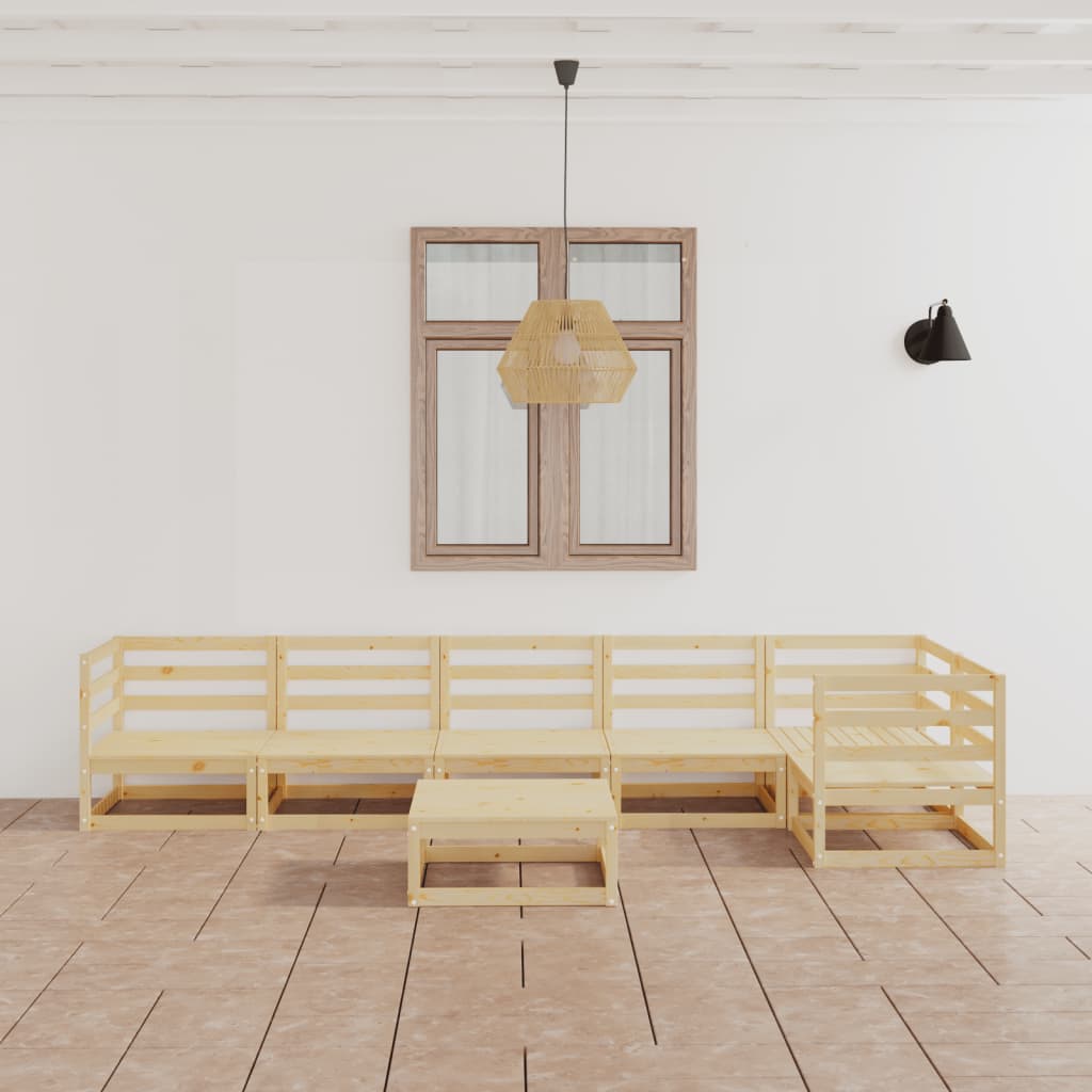 vidaXL 7 Piece Garden Lounge Set Solid Wood Pine