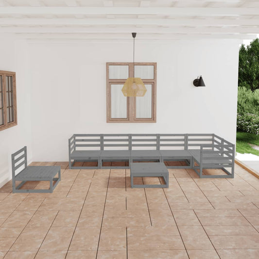 vidaXL 8 Piece Garden Lounge Set  Grey Solid Pinewood
