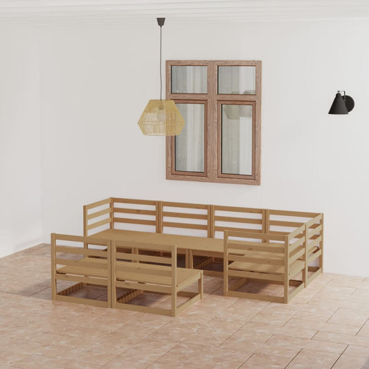 vidaXL 7 Piece Garden Lounge Set Honey Brown Solid Pinewood