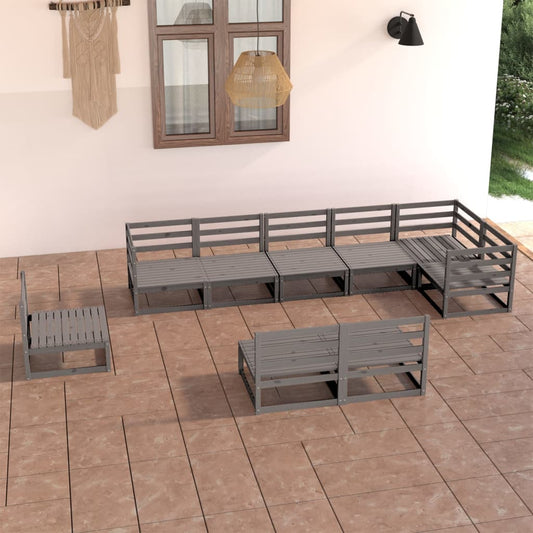 vidaXL 9 Piece Garden Lounge Set Grey Solid Pinewood