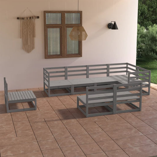 vidaXL 8 Piece Garden Lounge Set Grey Solid Pinewood