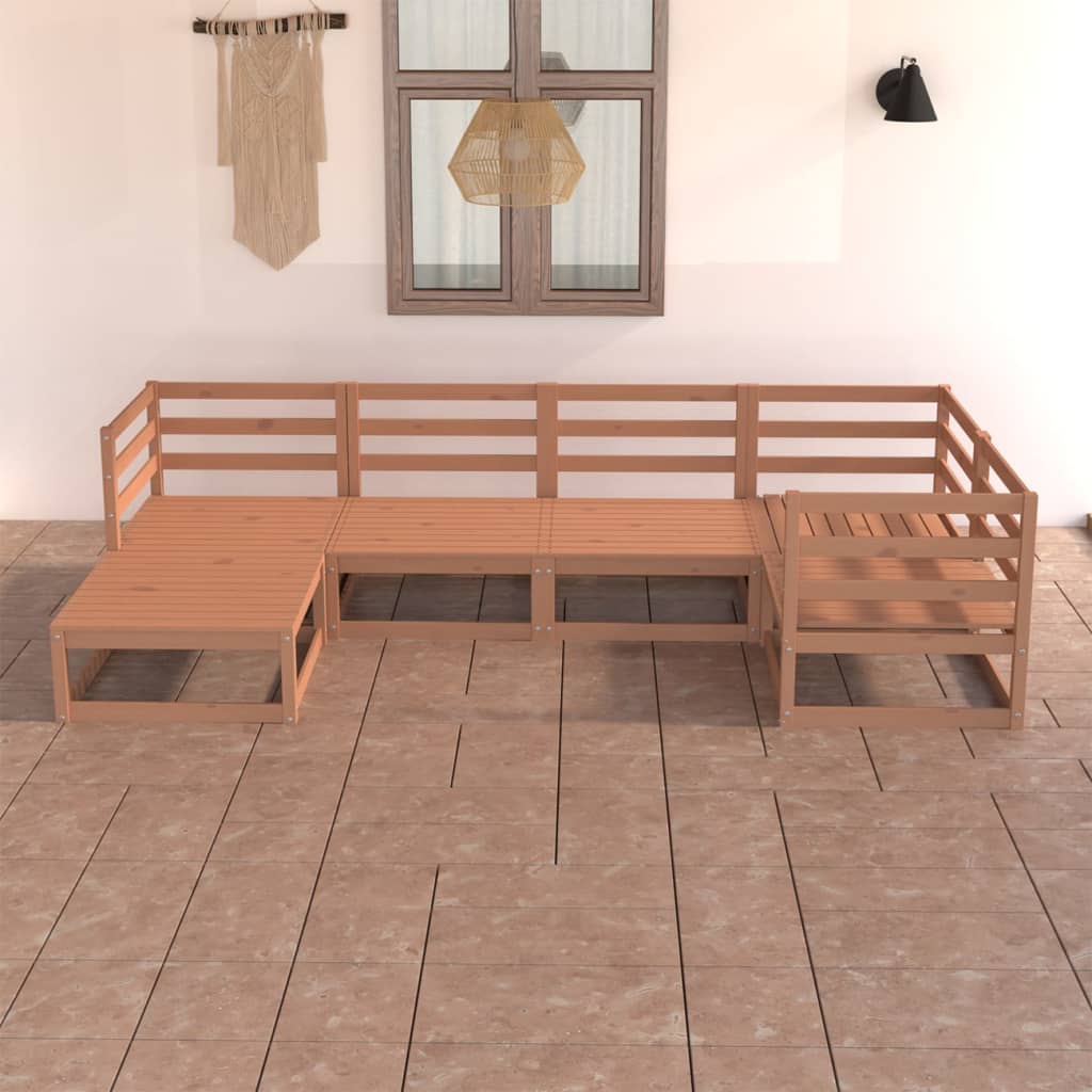 vidaXL 6 Piece Garden Lounge Set Honey Brown Solid Pinewood