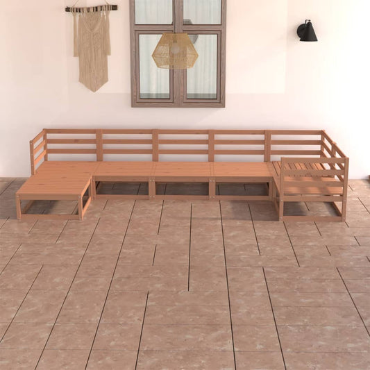 vidaXL 7 Piece Garden Lounge Set Honey Brown Solid Pinewood