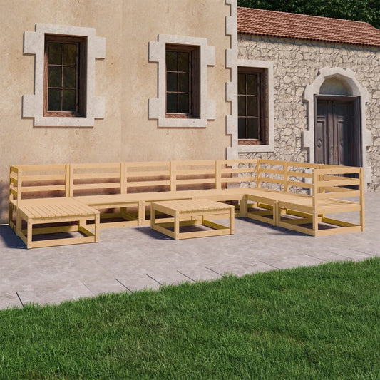 vidaXL 9 Piece Garden Lounge Set Solid Wood Pine