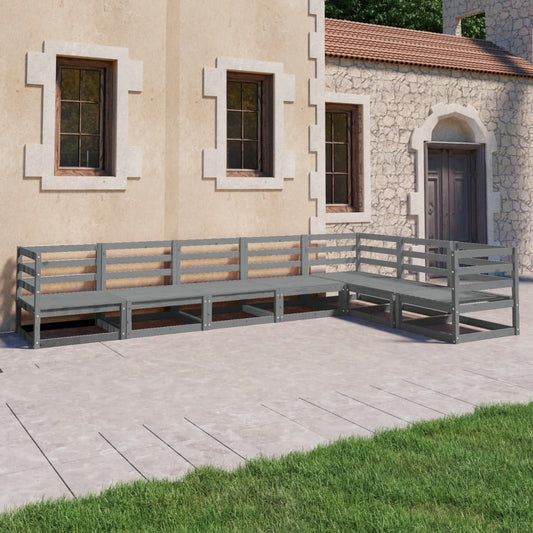 vidaXL 7 Piece Garden Lounge Set Grey Solid Pinewood
