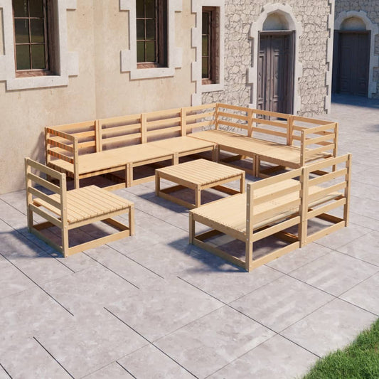 vidaXL 10 Piece Garden Lounge Set Solid Pinewood