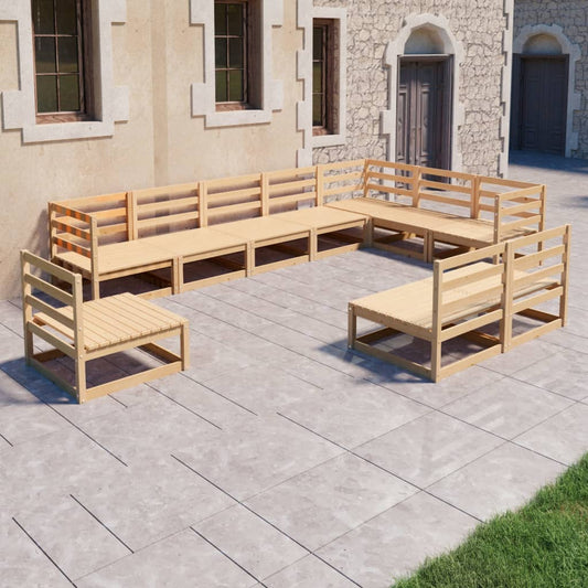 vidaXL 10 Piece Garden Lounge Set Solid Pinewood