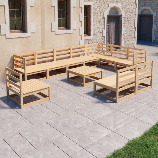 vidaXL 11 Piece Garden Lounge Set Solid Wood Pine