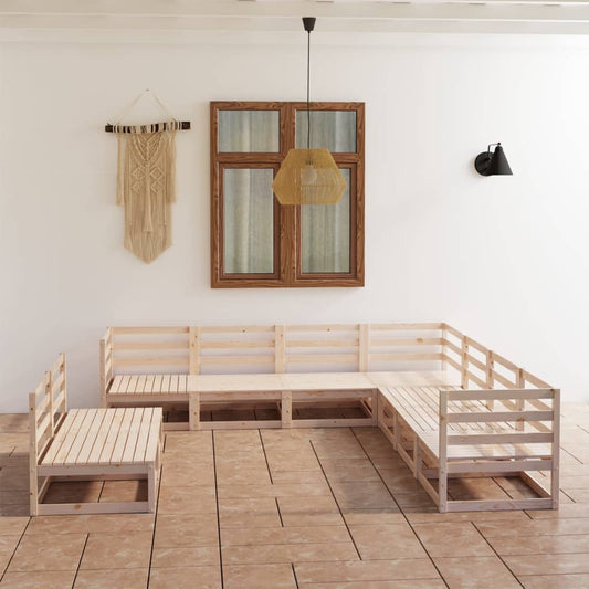 vidaXL 9 Piece Garden Lounge Set Solid Pinewood