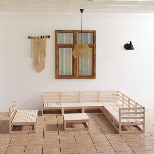 vidaXL 10 Piece Garden Lounge Set Solid Pinewood