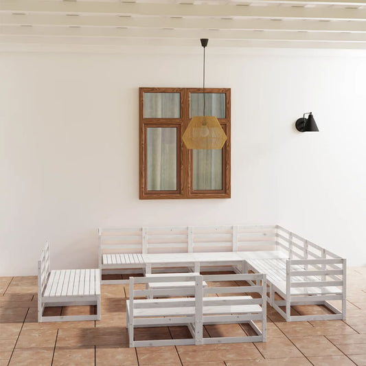 vidaXL 12 Piece Garden Lounge Set White Solid Pinewood