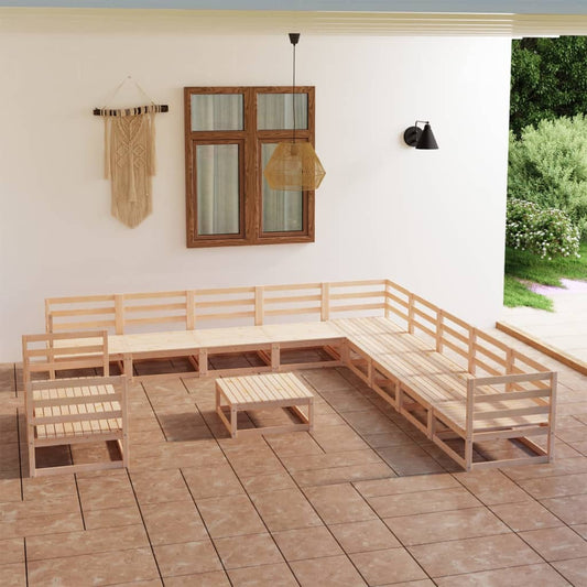 vidaXL 12 Piece Garden Lounge Set Solid Wood Pine