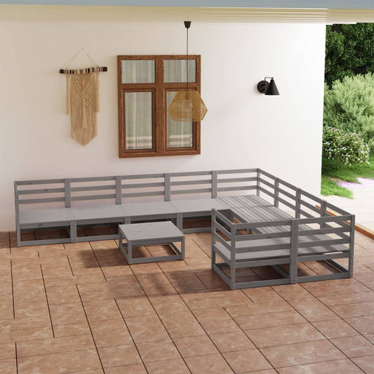 vidaXL 10 Piece Garden Lounge Set Solid Pinewood