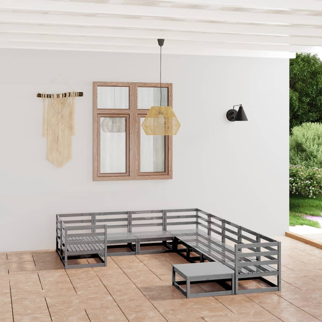 vidaXL 10 Piece Garden Lounge Set Solid Pinewood
