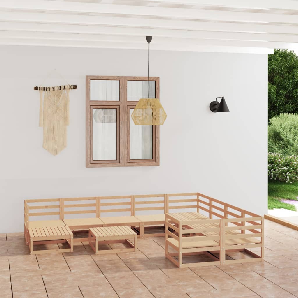 vidaXL 11 Piece Garden Lounge Set Solid Pinewood