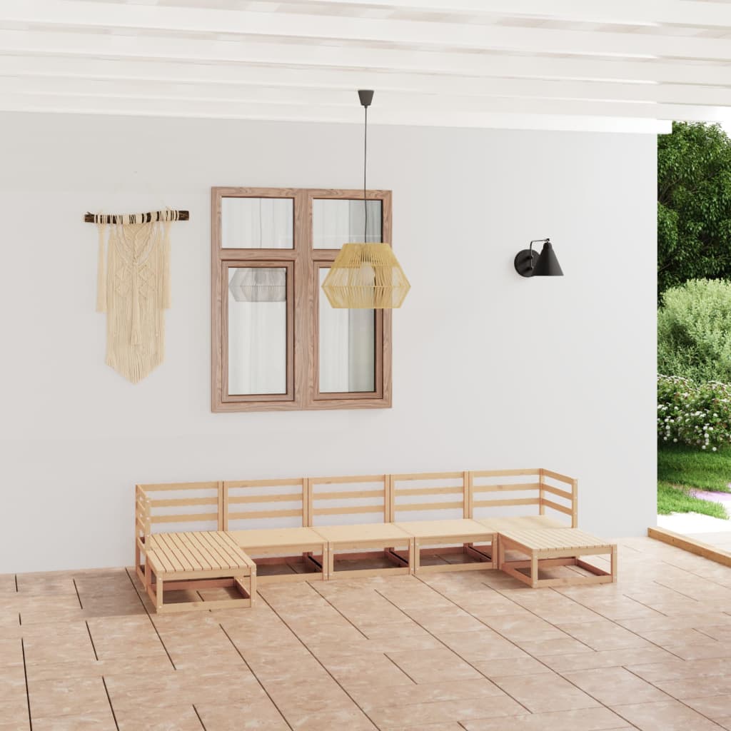 vidaXL 7 Piece Garden Lounge Set Solid Wood Pine
