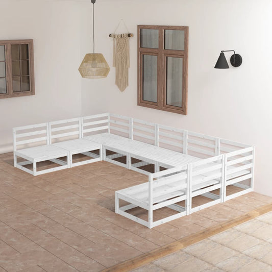 vidaXL 9 Piece Garden Lounge Set Solid Wood Pine