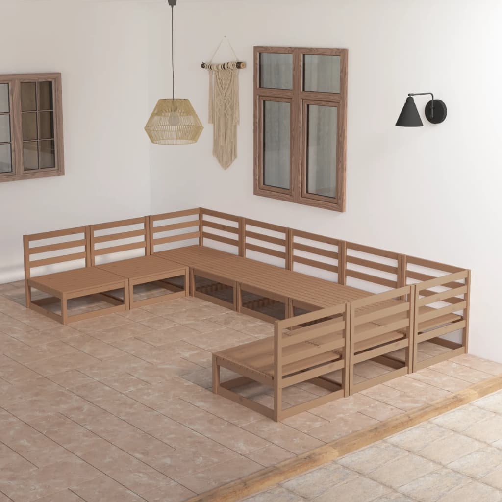 vidaXL 9 Piece Garden Lounge Set Solid Pinewood