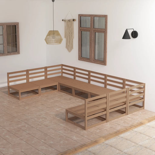 vidaXL 9 Piece Garden Lounge Set Solid Pinewood