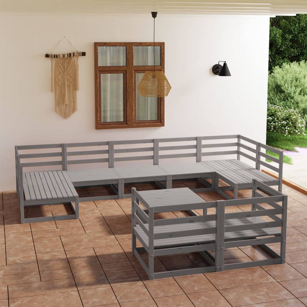 vidaXL 10 Piece Garden Lounge Set Solid Pinewood