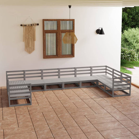 vidaXL 10 Piece Garden Lounge Set Solid Pinewood