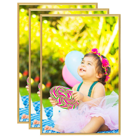 vidaXL Photo Frames Collage 3 pcs for Table Gold 21x29.7cm MDF