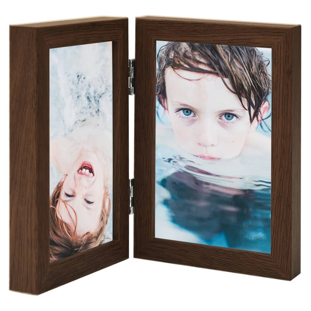 vidaXL Bifold Photo Frame Collage Dark Brown 2x