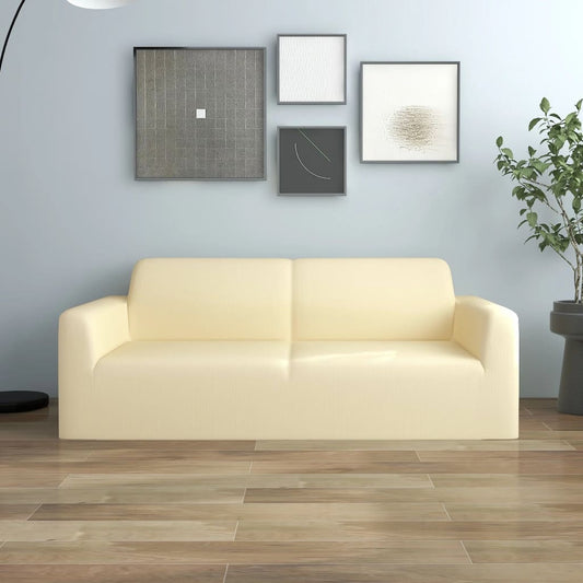 vidaXL 2-Seater Stretch Couch Slipcover Cream Polyester Jersey