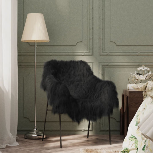 vidaXL Icelandic Sheepskin Chair Cover Black 70x110 cm