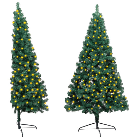 vidaXL Artificial Half Pre-lit Christmas Tree with Stand Green 180 cm PVC