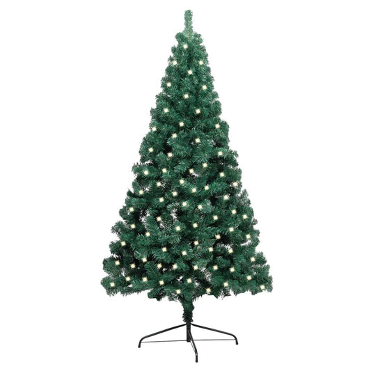 vidaXL Artificial Half Pre-lit Christmas Tree with Stand Green 240 cm PVC