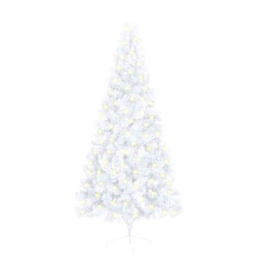 vidaXL Artificial Half Pre-lit Christmas Tree with Stand White 180 cm PVC