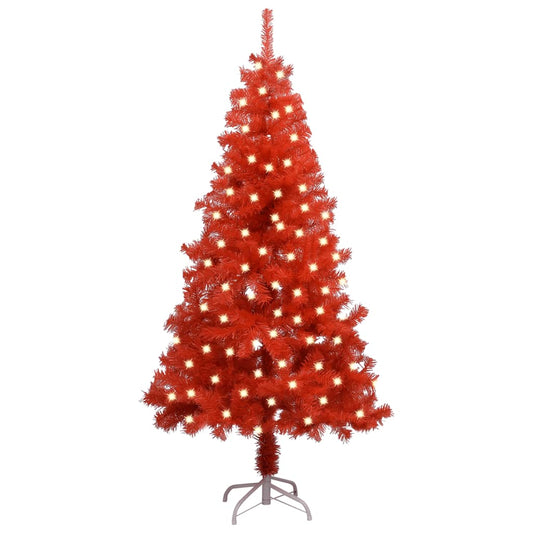 vidaXL Artificial Pre-lit Christmas Tree with Stand Red 120 cm PVC