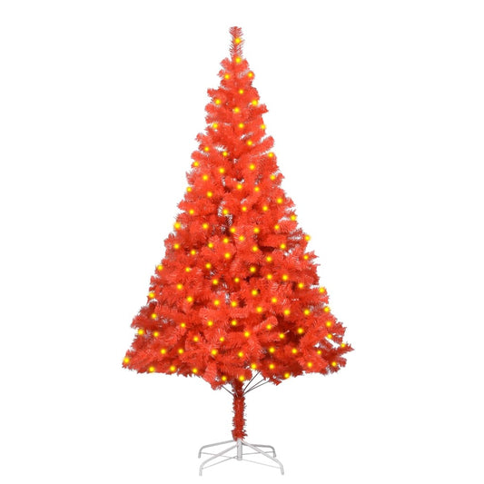 vidaXL Artificial Pre-lit Christmas Tree with Stand Red 180 cm PVC