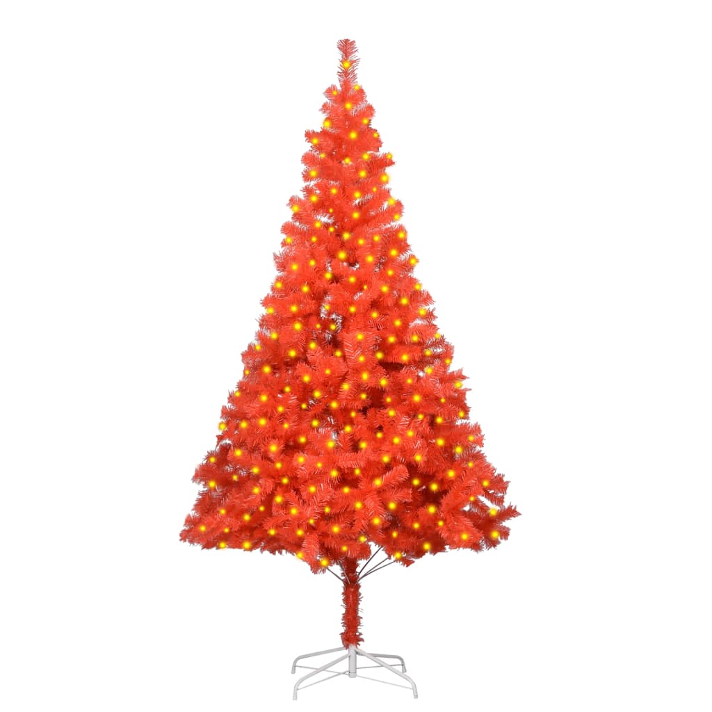 vidaXL Artificial Pre-lit Christmas Tree with Stand Red 210 cm PVC