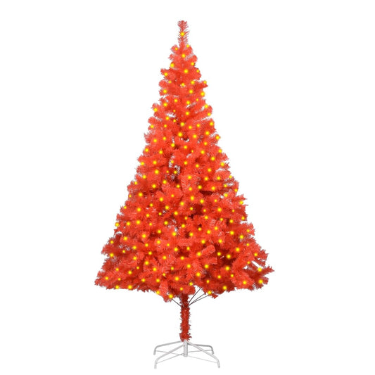 vidaXL Artificial Pre-lit Christmas Tree with Stand Red 210 cm PVC