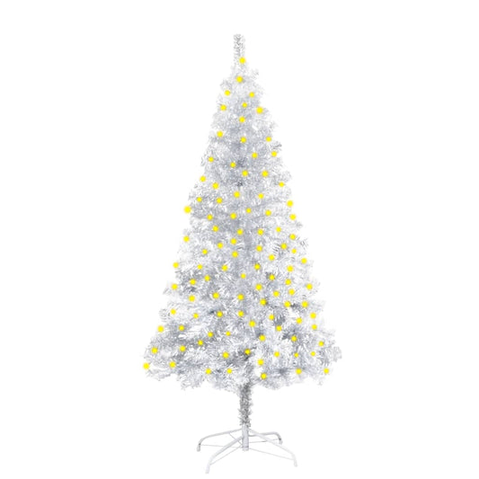 vidaXL Artificial Pre-lit Christmas Tree with Stand Silver 150 cm PET
