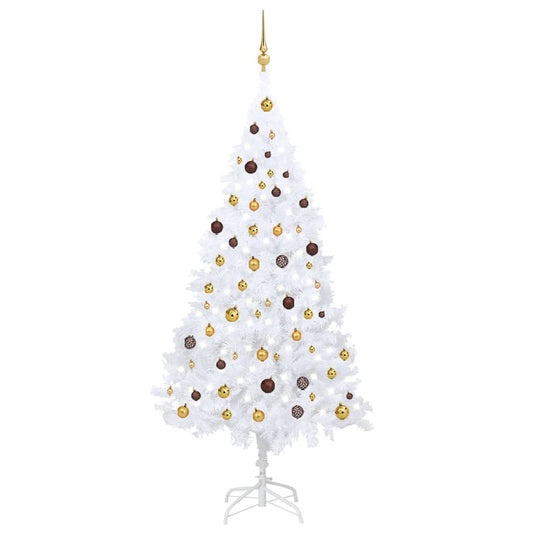 vidaXL Artificial Pre-lit Christmas Tree with Ball Set White 210 cm PVC