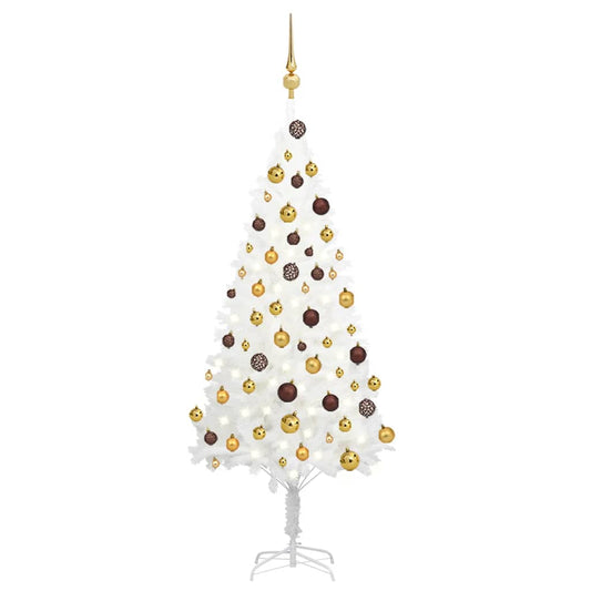 vidaXL Artificial Pre-lit Christmas Tree with Ball Set White 120 cm