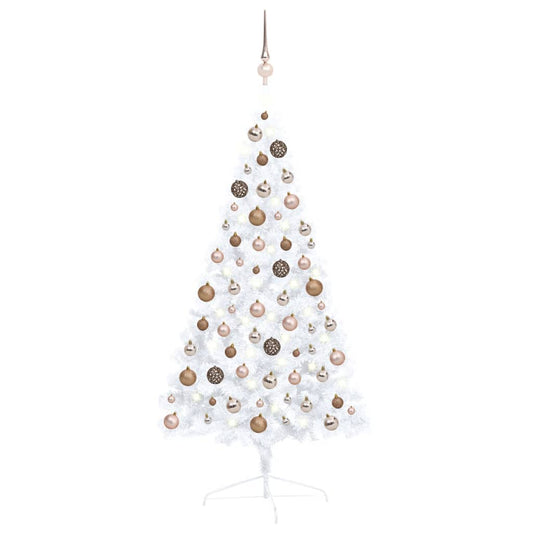 vidaXL Artificial Half Pre-lit Christmas Tree with Ball Set White 120 cm