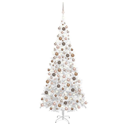 vidaXL Artificial Pre-lit Christmas Tree with Ball Set L 240 cm White