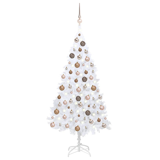 vidaXL Artificial Pre-lit Christmas Tree with Ball Set White 180 cm PVC