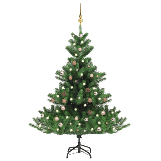 vidaXL Nordmann Fir Artificial Christmas Tree LED&Ball Set Green 120cm